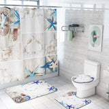 Max 3Pcs Bathroom Rug Set Bath Rug Mat U Shape Contour Lid Cover Starfish Shells