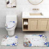 Max 3Pcs Bathroom Rug Set Bath Rug Mat U Shape Contour Lid Cover Starfish Shells