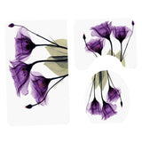 Max 3Pcs Bathroom Rug Set Bath Rug Mat U Shape Contour Lid Cover Purple Lotus