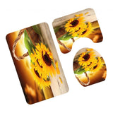 Max 3Pcs Bathroom Rug Set Bath Rug Mat U Shape Contour Lid Cover Sunflower