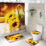 Max 3Pcs Bathroom Rug Set Bath Rug Mat U Shape Contour Lid Cover Sunflower