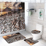 Max 3Pcs Bathroom Rug Set Bath Rug Mat U Shape Contour Lid Cover Beach Stone