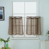 Max Window Voile Sheer Curtain Valance Tiers Brown 74x61cm