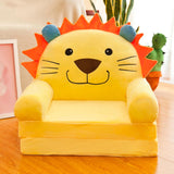 Max Cartoon Children Fold Sofa Chairs Seat Cover Kids Armchair Cover Yellow Lion