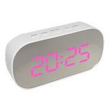 LED Large Screen Bedside Alarm Clock Digital Clock White Frame Pink Light