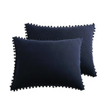 Max 2 Pcs Purely Solid Color Sofa Bed Throw Pillow Cover 51x92cm Dark Blue