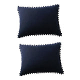 Max 2 Pcs Purely Solid Color Sofa Bed Throw Pillow Cover 51x92cm Dark Blue