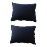 Max 2 Pcs Purely Solid Color Sofa Bed Throw Pillow Cover 51x92cm Dark Blue