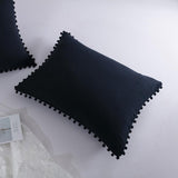 Max 2 Pcs Purely Solid Color Sofa Bed Throw Pillow Cover 51x92cm Dark Blue