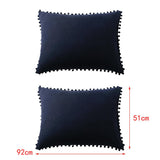 Max 2 Pcs Purely Solid Color Sofa Bed Throw Pillow Cover 51x92cm Dark Blue