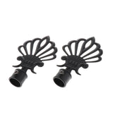 Max 2xCurtain Rod Heads Cap Drape Pole Ends Black Crown_13.7x8.7x2.2cm