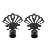 Max 2xCurtain Rod Heads Cap Drape Pole Ends Black Crown_13.7x8.7x2.2cm