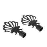 Max 2xCurtain Rod Heads Cap Drape Pole Ends Black Crown_13.7x8.7x2.2cm