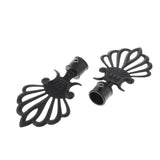 Max 2xCurtain Rod Heads Cap Drape Pole Ends Black Crown_13.7x8.7x2.2cm