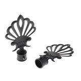 Max 2xCurtain Rod Heads Cap Drape Pole Ends Black Crown_13.7x8.7x2.2cm