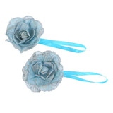 Maxbell 2x Plastic Flower Curtain Tiebacks Holdback Magnetic Bulckle Blue