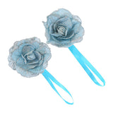 Maxbell 2x Plastic Flower Curtain Tiebacks Holdback Magnetic Bulckle Blue
