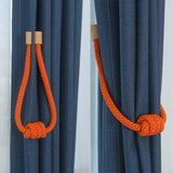 Max 1 Pair of Modern Knotted Curtain Tiebacks Holdback with Magnetic Orange