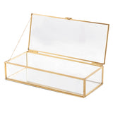 Max Maxb Nordic Retro Golden Trim Geometry Jewelry Trinket Glass Box Case with Cover