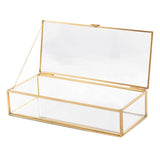 Max Maxb Nordic Retro Golden Trim Geometry Jewelry Trinket Glass Box Case with Cover