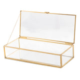 Max Maxb Nordic Retro Golden Trim Geometry Jewelry Trinket Glass Box Case with Cover