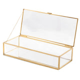 Max Maxb Nordic Retro Golden Trim Geometry Jewelry Trinket Glass Box Case with Cover