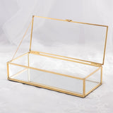 Max Maxb Nordic Retro Golden Trim Geometry Jewelry Trinket Glass Box Case with Cover