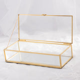 Max Maxb Nordic Retro Golden Trim Geometry Jewelry Trinket Glass Box Case with Cover