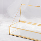 Max Maxb Nordic Retro Golden Trim Geometry Jewelry Trinket Glass Box Case with Cover