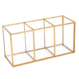 Max Maxb Tabletop Horizontal Type 3 Compartments Pen Container Glass Brush Holder