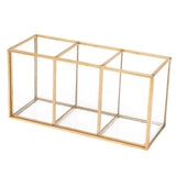 Max Maxb Tabletop Horizontal Type 3 Compartments Pen Container Glass Brush Holder