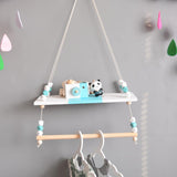 Max Wooden Handicraft Pine Single-layer Partition Shelf + Clothes Hanger Green