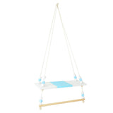 Max Wooden Handicraft Pine Single-layer Partition Shelf + Clothes Hanger Blue