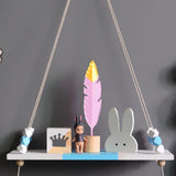 Max Wooden Handicraft Pine Single-layer Partition Shelf + Clothes Hanger Blue