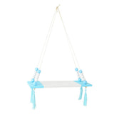 Max Wood Hanging Shelf Wall Swing Storage Floating Rack Tassel Rope Shelf Blue