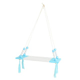 Max Wood Hanging Shelf Wall Swing Storage Floating Rack Tassel Rope Shelf Blue