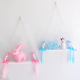 Max Wood Hanging Shelf Wall Swing Storage Floating Rack Tassel Rope Shelf Blue