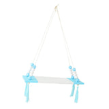Max Wood Hanging Shelf Wall Swing Storage Floating Rack Tassel Rope Shelf Blue