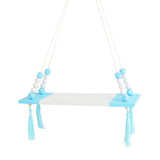 Max Wood Hanging Shelf Wall Swing Storage Floating Rack Tassel Rope Shelf Blue