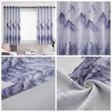 Max Punching Thicken Printing Curtain Blackout Drapes100x200cm Blue landscape