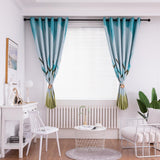 Max Punching Thicken Printing Curtain Blackout Drapes100x200cm Blue lily