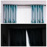 Max Punching Thicken Printing Curtain Blackout Drapes100x200cm Blue lily