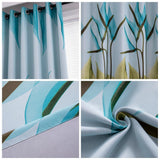 Max Punching Thicken Printing Curtain Blackout Drapes100x200cm Blue lily