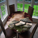 Max Round 3D Mushrooms Waterproof Table Cover Tablecloth for Table 140cm Dia