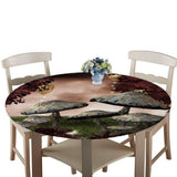 Max Round 3D Mushrooms Waterproof Table Cover Tablecloth for Table 140cm Dia