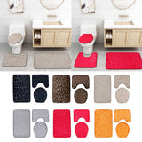 Max 3 Pieces Bathroom Set Non-slip Bath Mat Contour Rug Toilet Lid Cover  Black