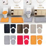 Max 3 Pieces Bathroom Set Non-slip Bath Mat Contour Rug Toilet Lid Cover  Black