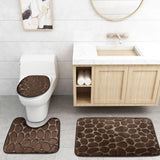 Max 3 Pieces Bathroom Set Non-slip Bath Mat Contour Rug Toilet Lid Cover  Coffee