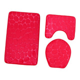 Max 3 Pieces Bathroom Set Non-slip Bath Mat Contour Rug Toilet Lid Cover  Rosy