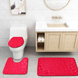 Max 3 Pieces Bathroom Set Non-slip Bath Mat Contour Rug Toilet Lid Cover  Rosy